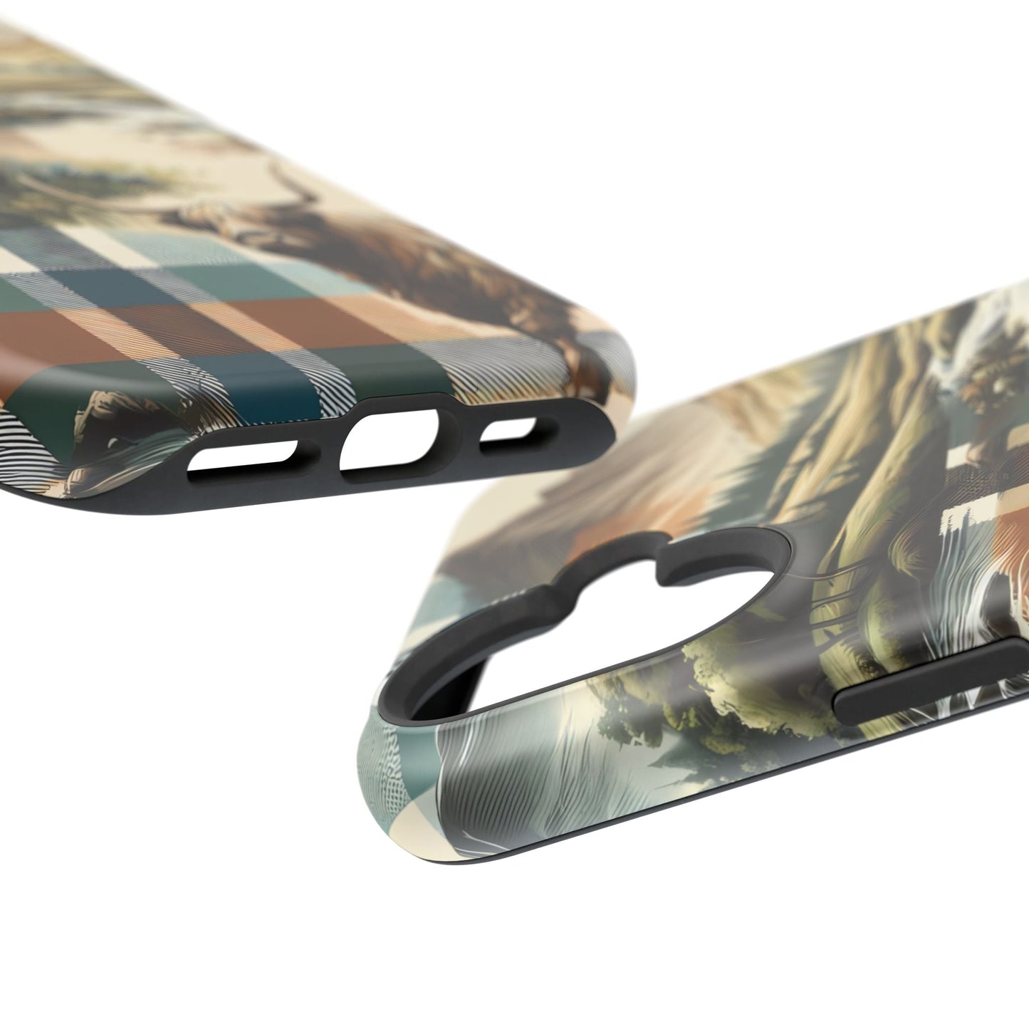 Rustic Highland Cow In Plaid - MagSafe Compatible Case - BOGO Cases