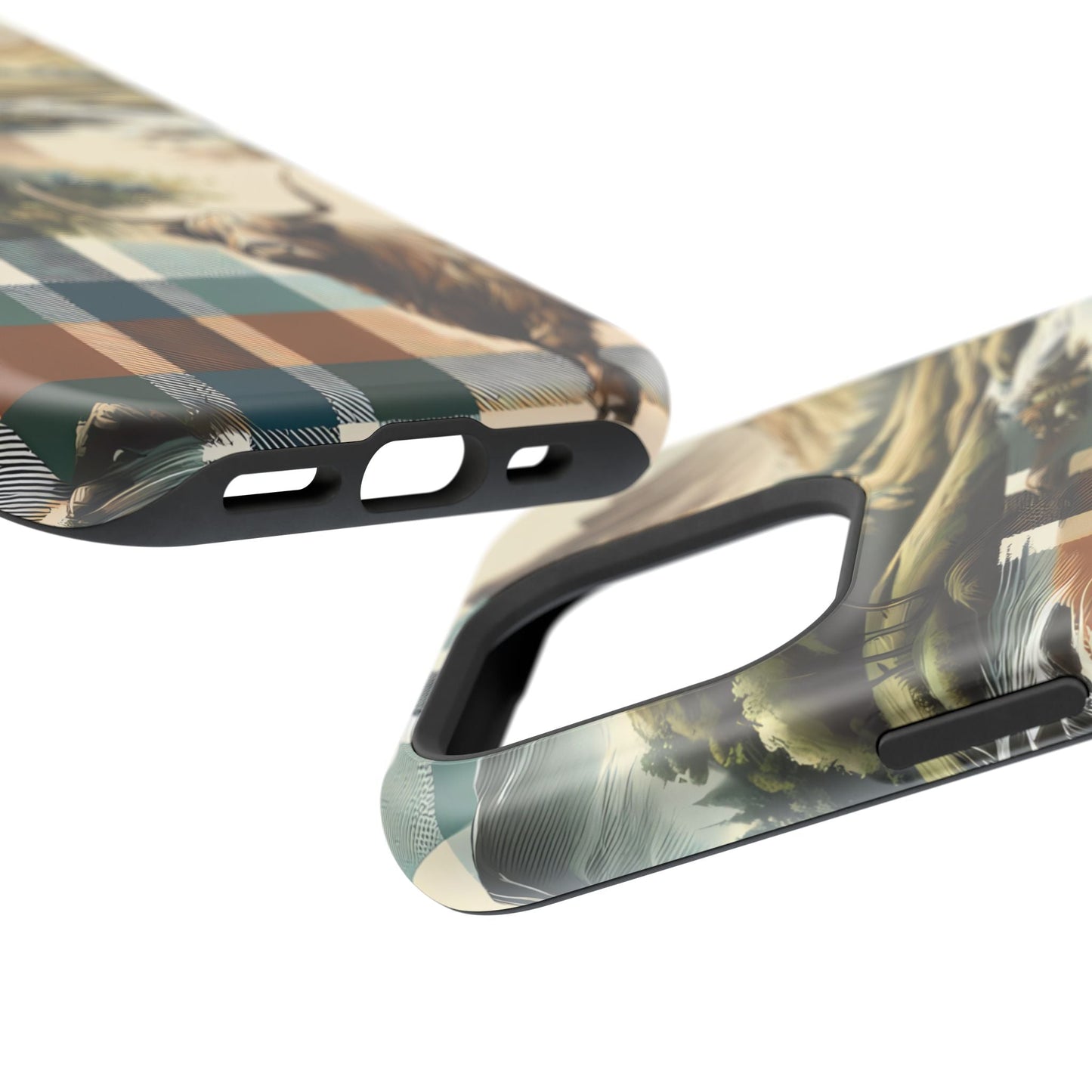 Rustic Highland Cow In Plaid - MagSafe Compatible Case - BOGO Cases
