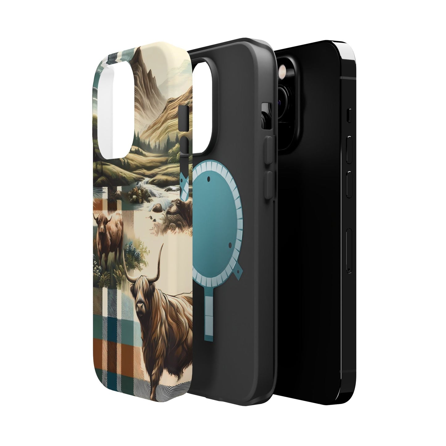 Rustic Highland Cow In Plaid - MagSafe Compatible Case - BOGO Cases