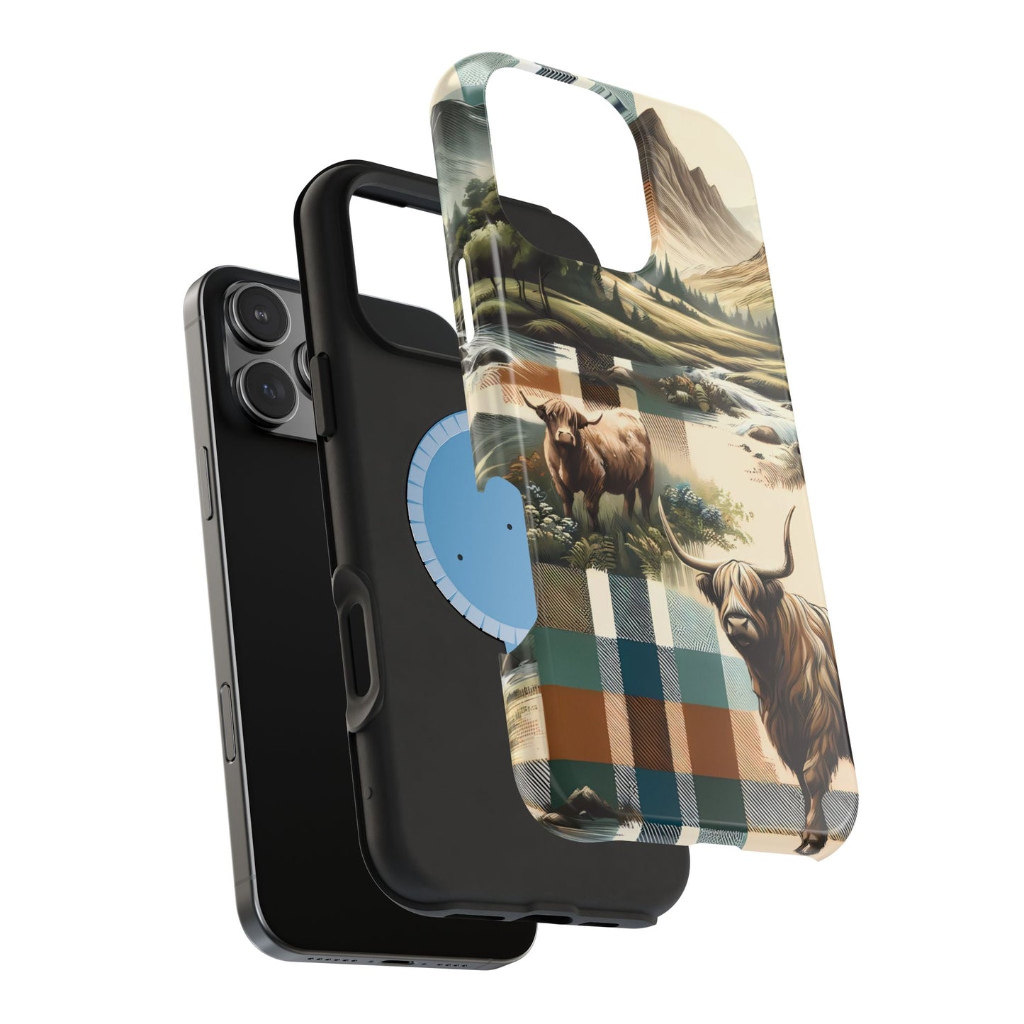 Rustic Highland Cow In Plaid - MagSafe Compatible Case - BOGO Cases