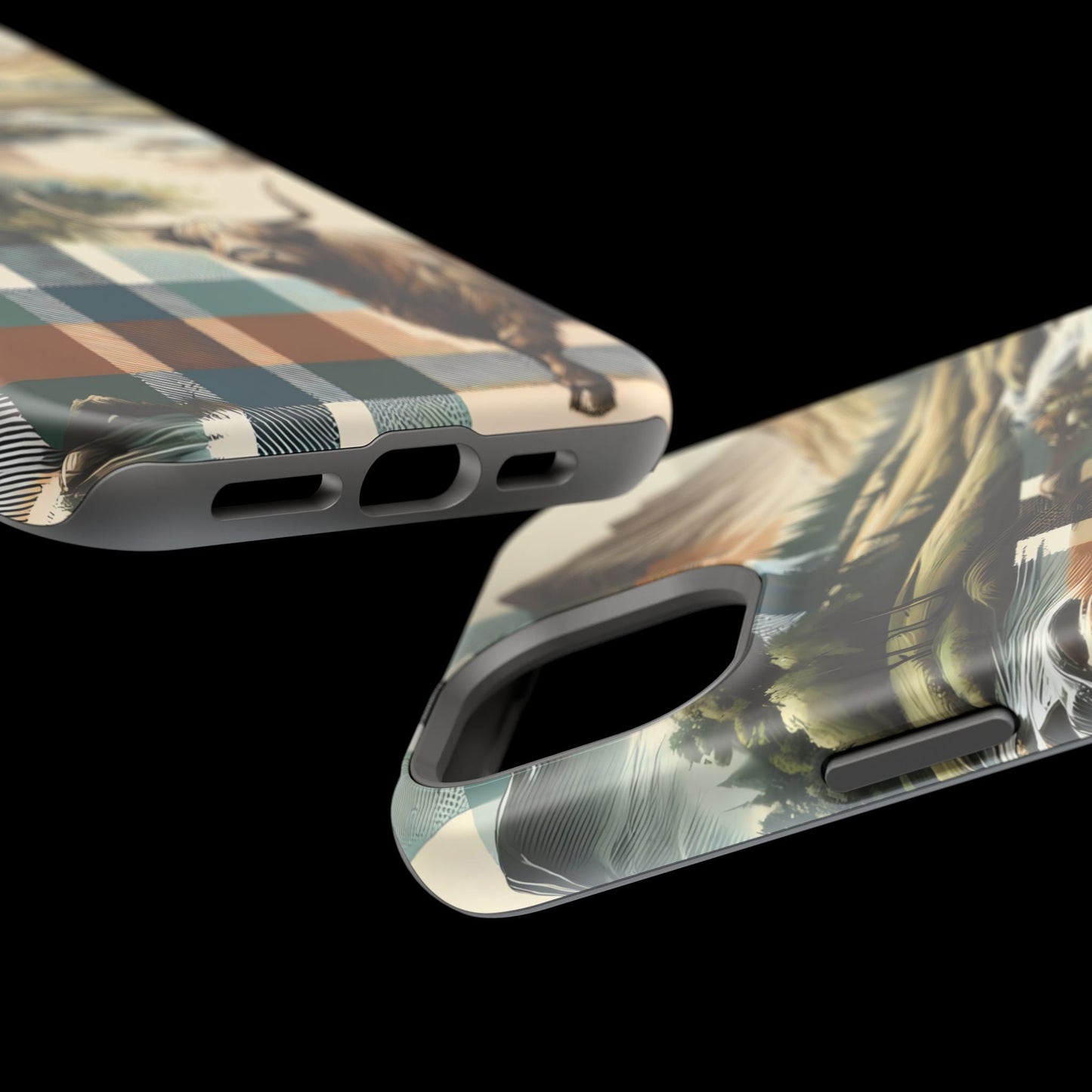 Rustic Highland Cow In Plaid - MagSafe Compatible Case - BOGO Cases