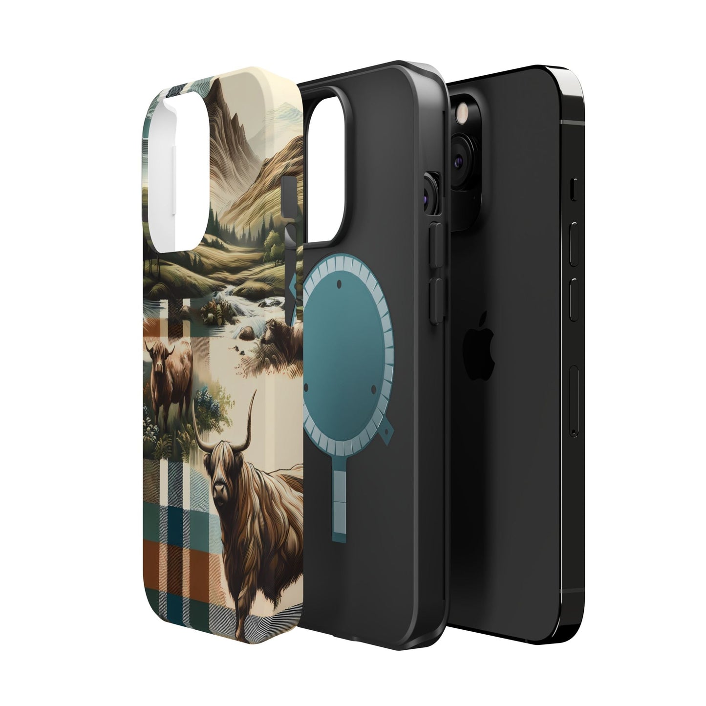 Rustic Highland Cow In Plaid - MagSafe Compatible Case - BOGO Cases