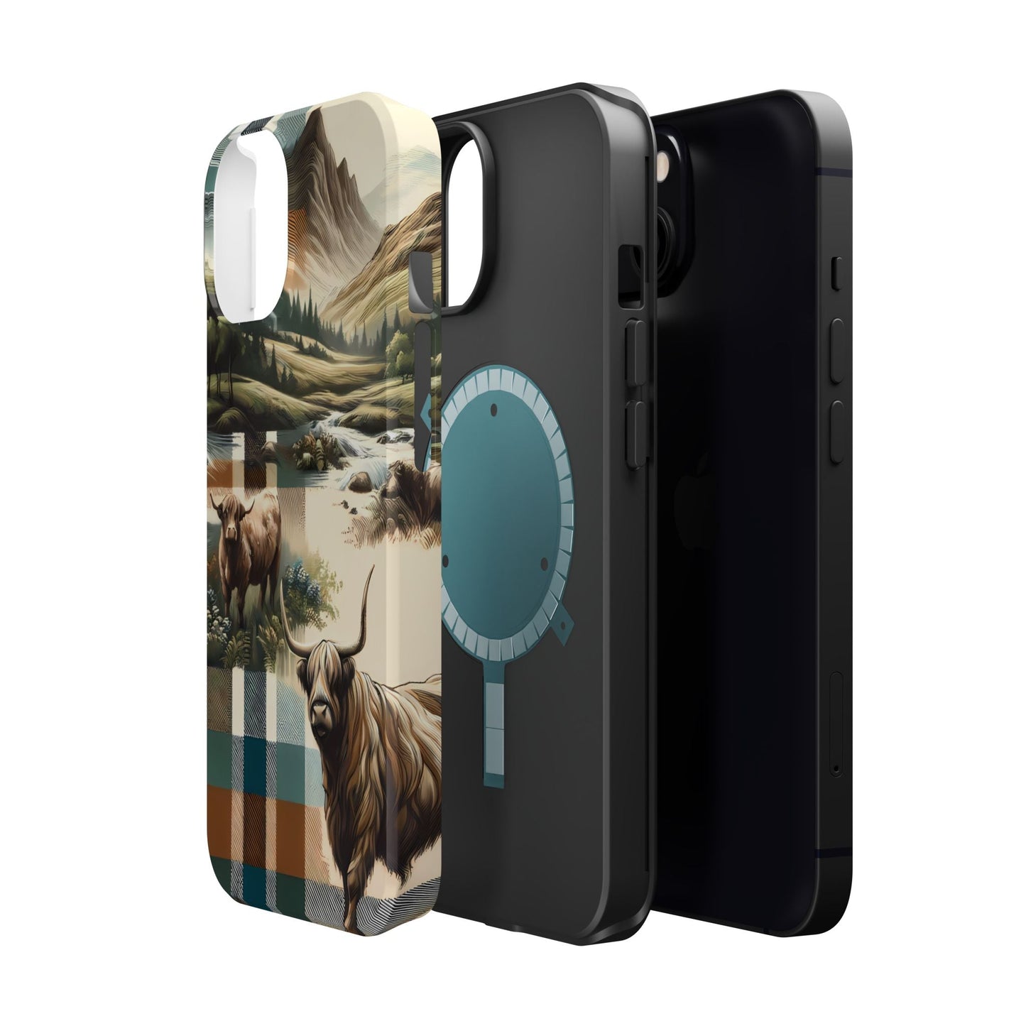Rustic Highland Cow In Plaid - MagSafe Compatible Case - BOGO Cases