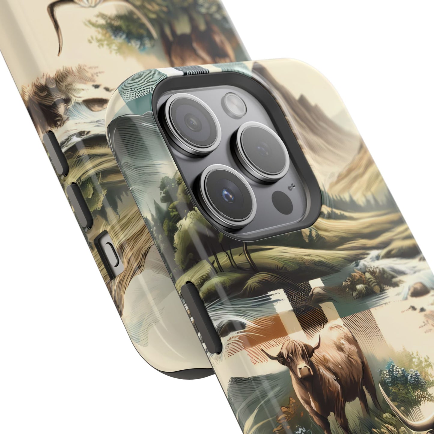 Rustic Highland Cow In Plaid - MagSafe Compatible Case - BOGO Cases