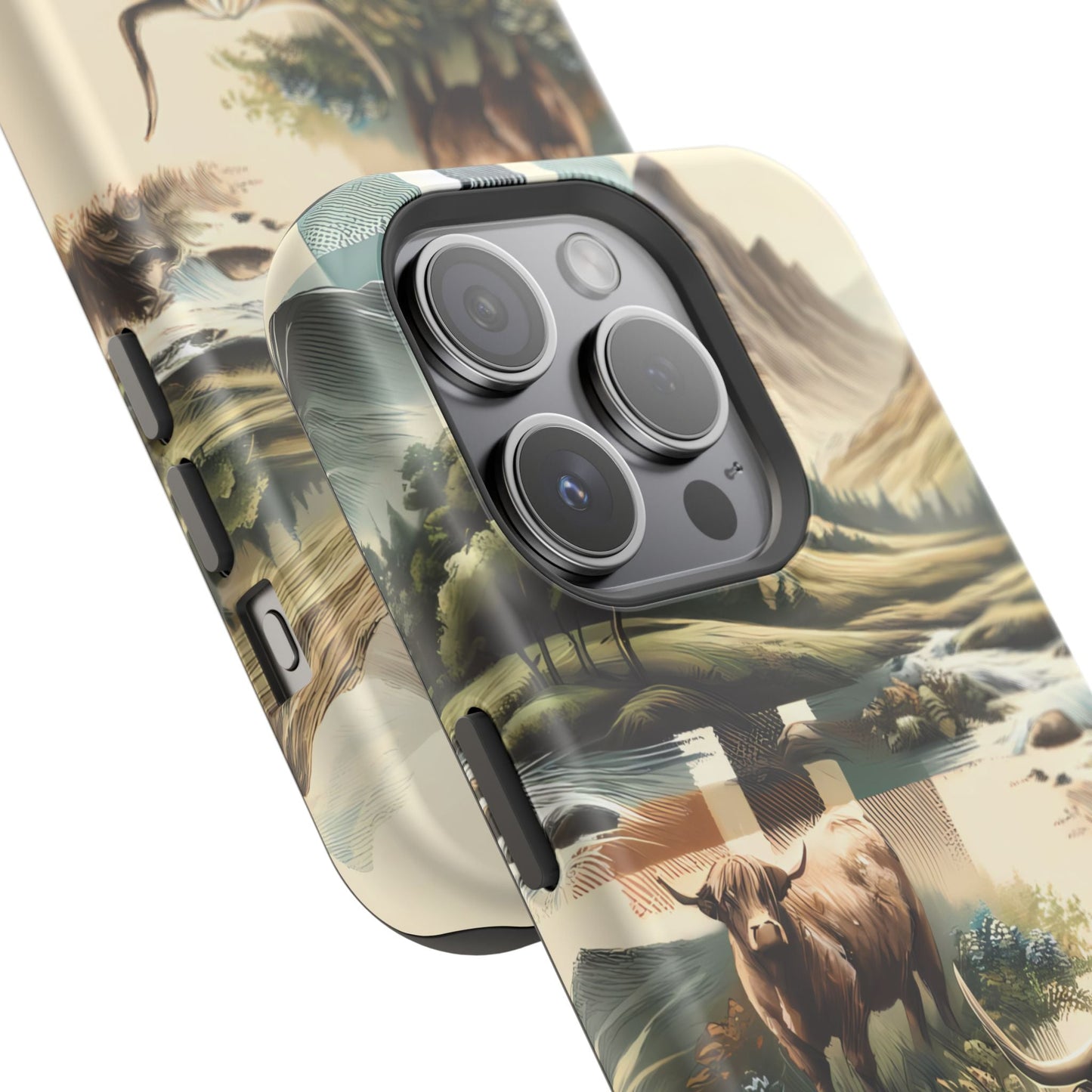 Rustic Highland Cow In Plaid - MagSafe Compatible Case - BOGO Cases