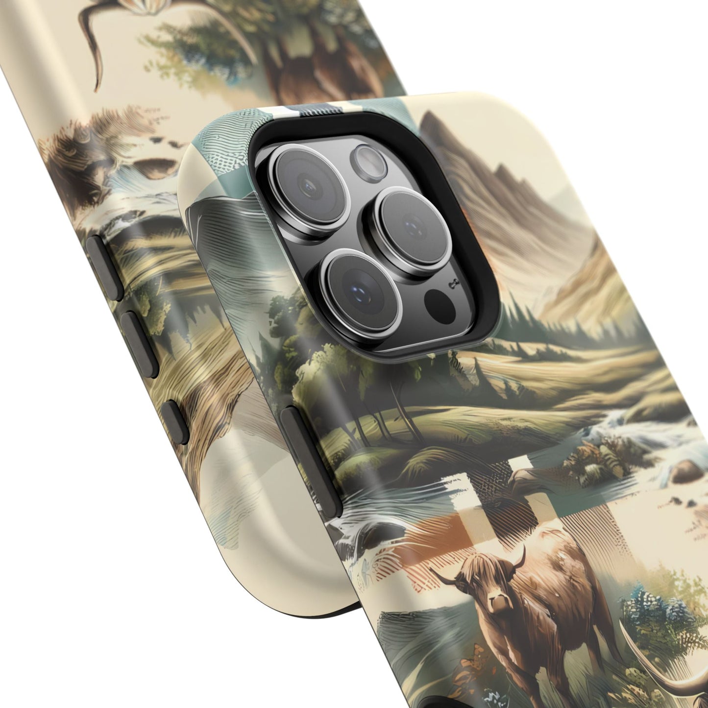 Rustic Highland Cow In Plaid - MagSafe Compatible Case - BOGO Cases