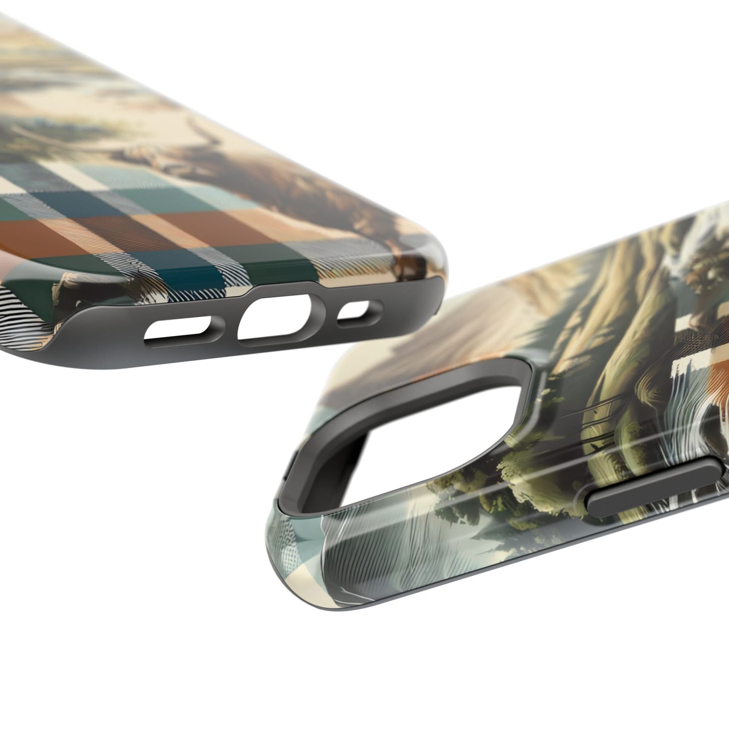 Rustic Highland Cow In Plaid - MagSafe Compatible Case - BOGO Cases