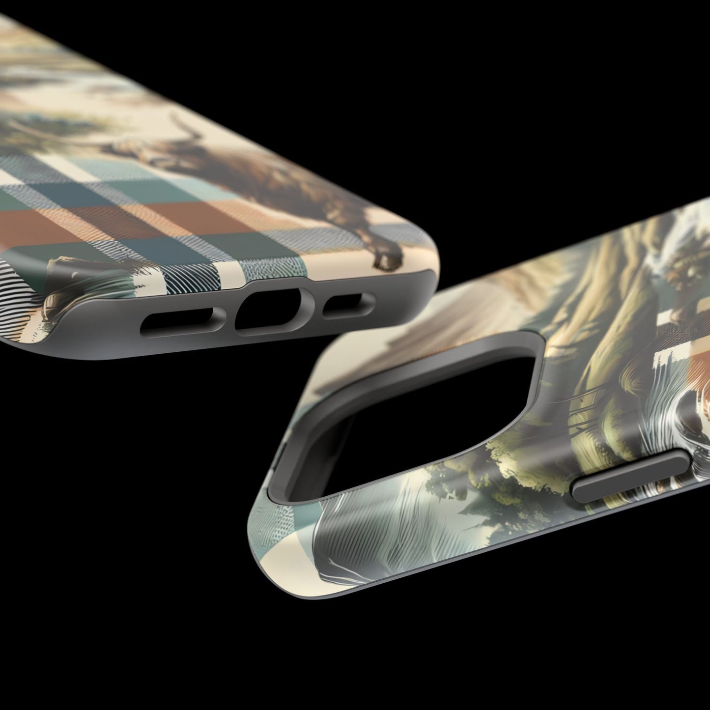 Rustic Highland Cow In Plaid - MagSafe Compatible Case - BOGO Cases