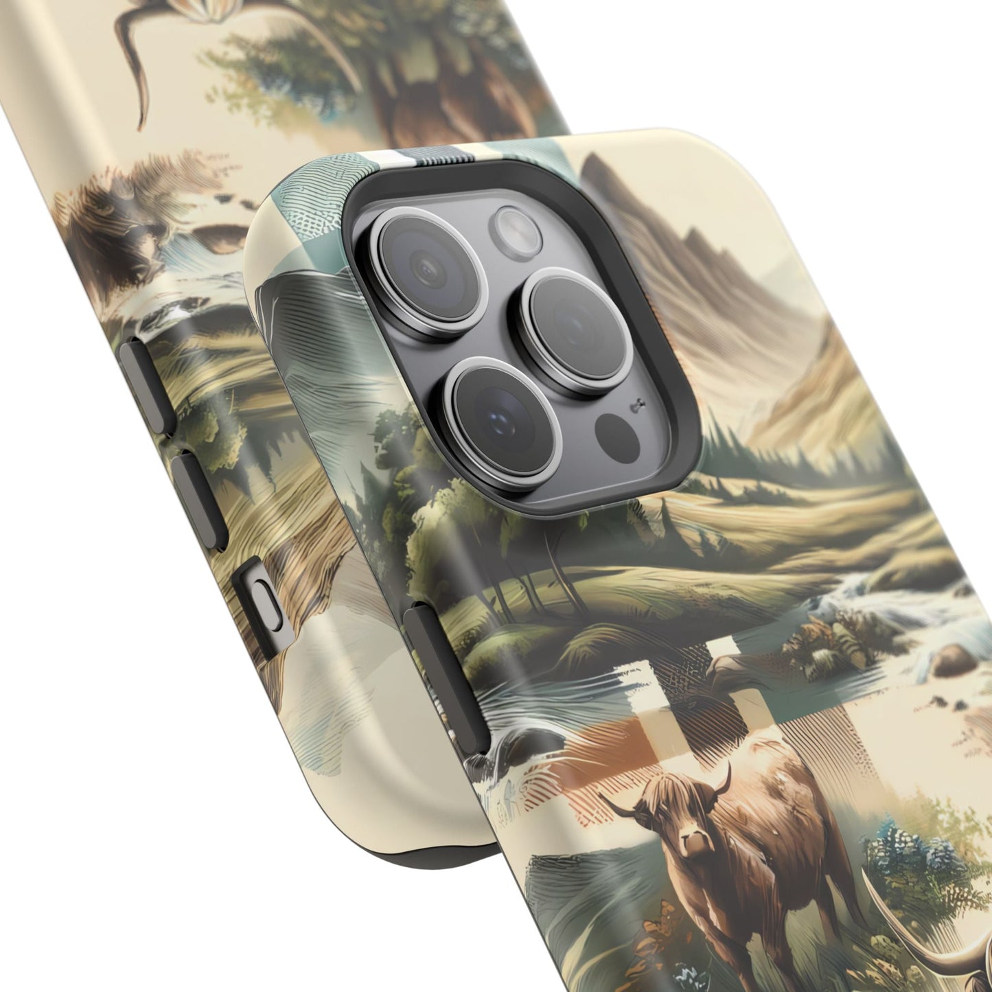 Rustic Highland Cow In Plaid - MagSafe Compatible Case - BOGO Cases