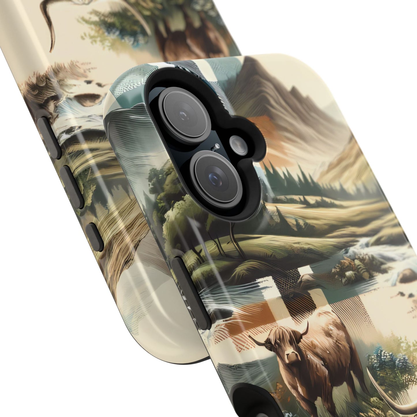 Rustic Highland Cow In Plaid - MagSafe Compatible Case - BOGO Cases