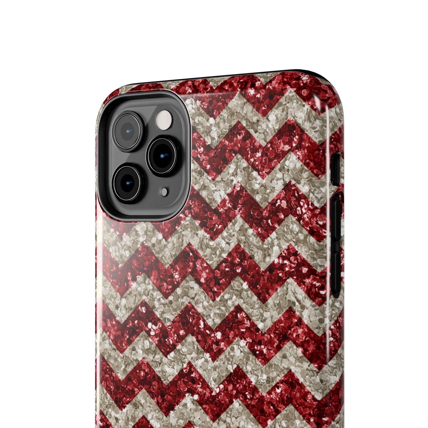 Sparkling Red & White Chevron – Glitter Illusion iPhone Case - BOGO Cases