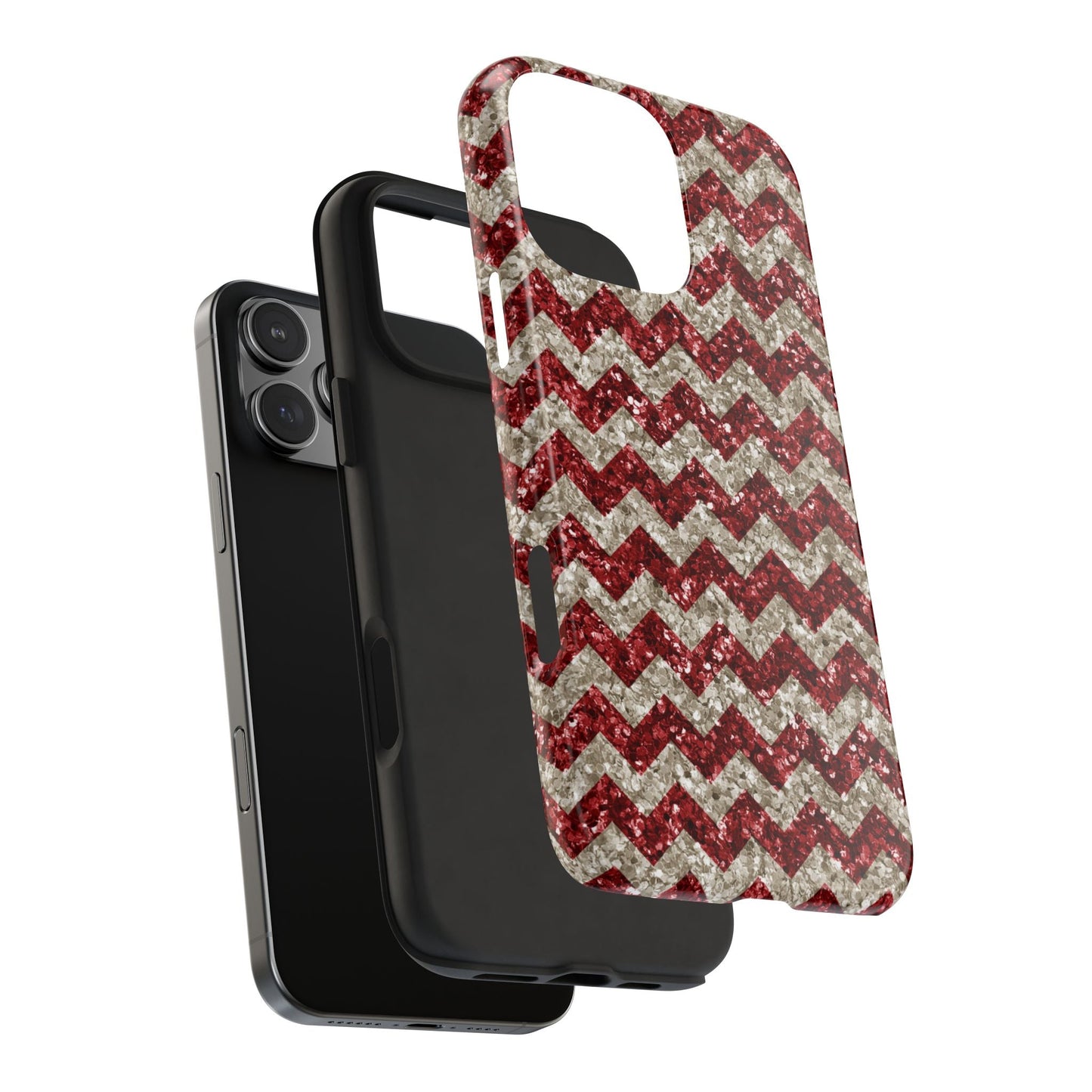 Sparkling Red & White Chevron – Glitter Illusion iPhone Case - BOGO Cases