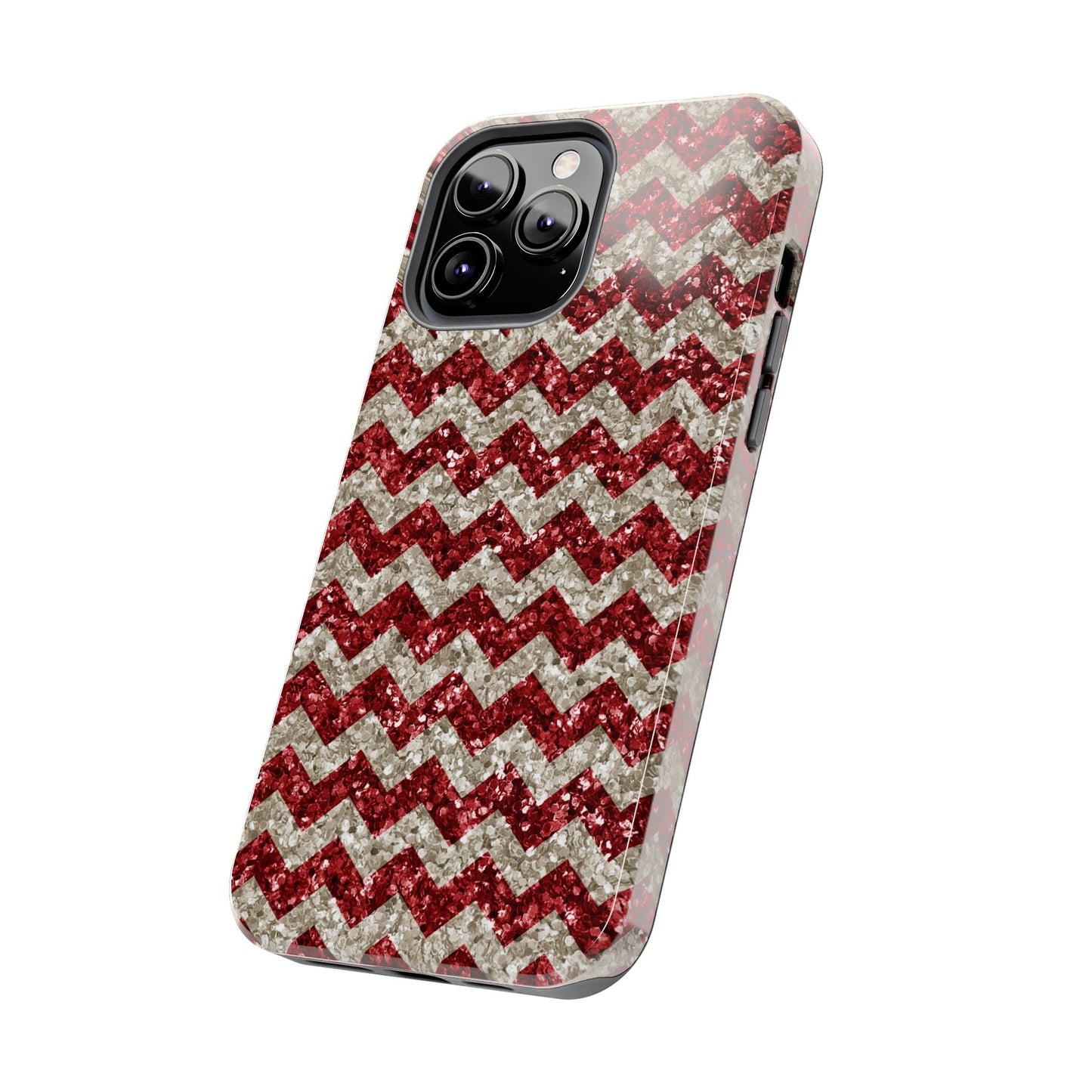 Sparkling Red & White Chevron – Glitter Illusion iPhone Case - BOGO Cases