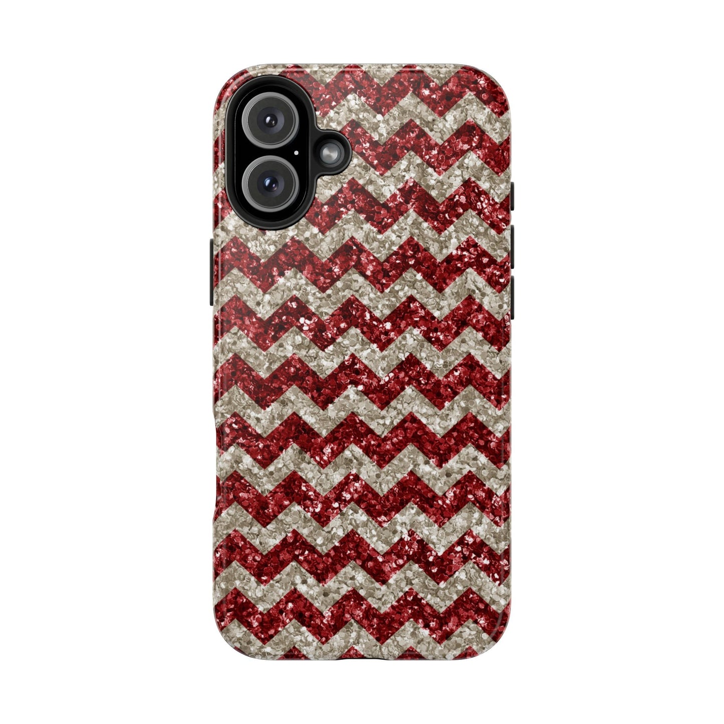 Sparkling Red & White Chevron – Glitter Illusion iPhone Case - BOGO Cases