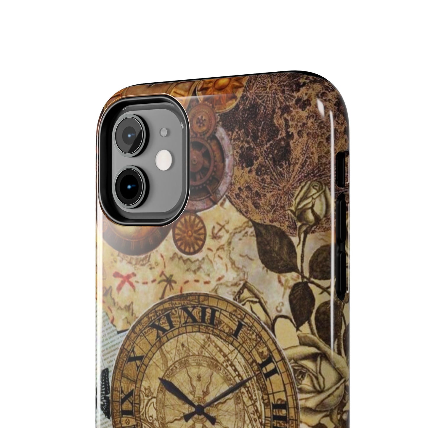Steampunk Vintage Adventure iPhone Case – Dual - Layer Protection with Antique Map and Clock Design - BOGO Cases
