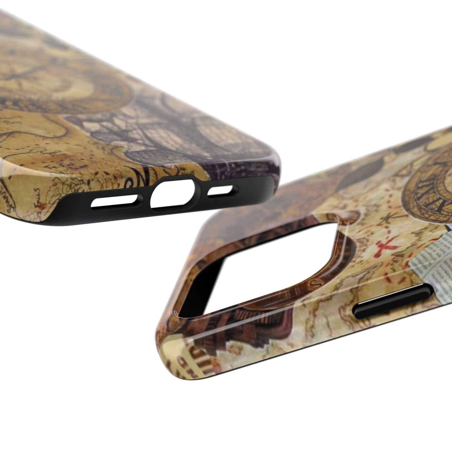 Steampunk Vintage Adventure iPhone Case – Dual - Layer Protection with Antique Map and Clock Design - BOGO Cases