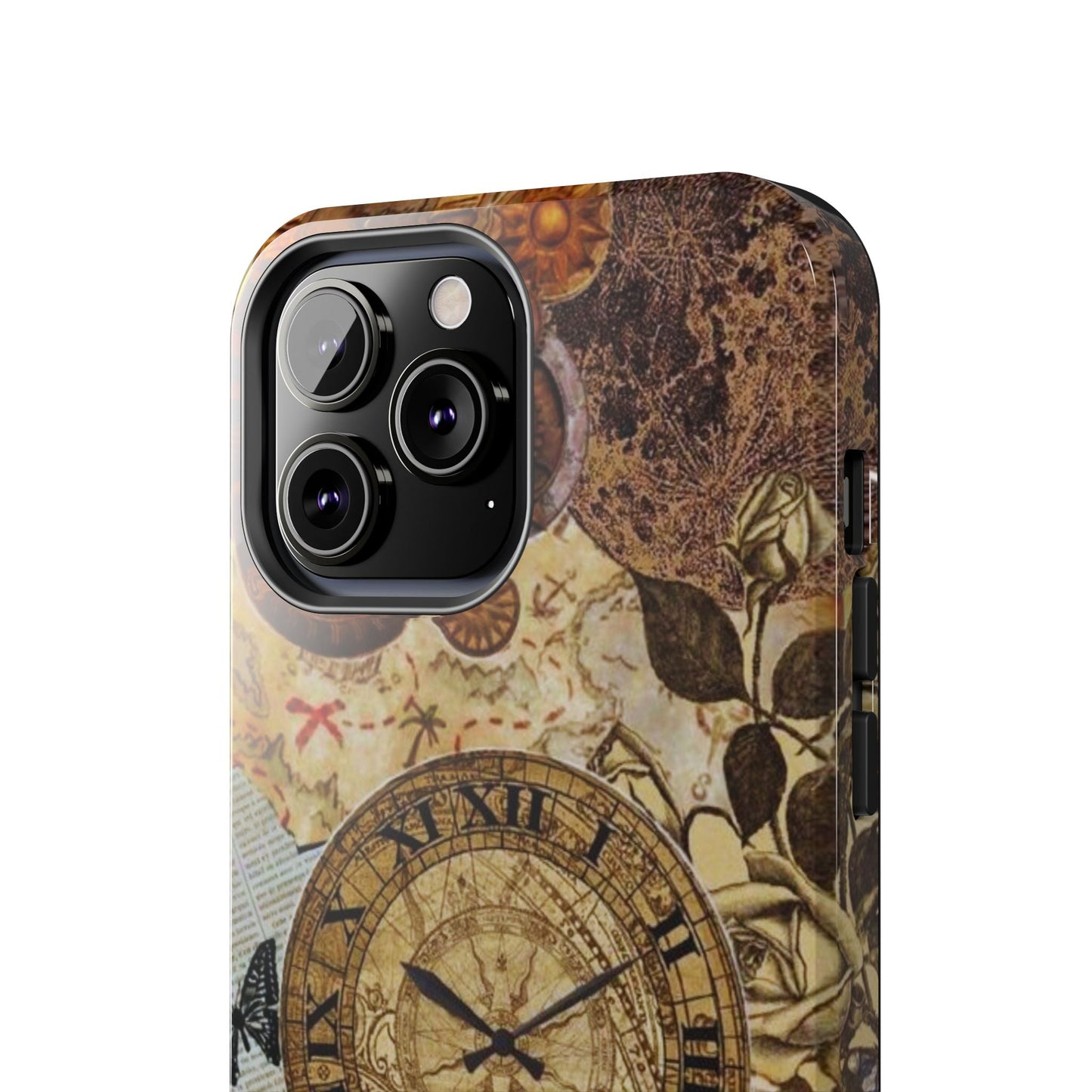Steampunk Vintage Adventure iPhone Case – Dual - Layer Protection with Antique Map and Clock Design - BOGO Cases