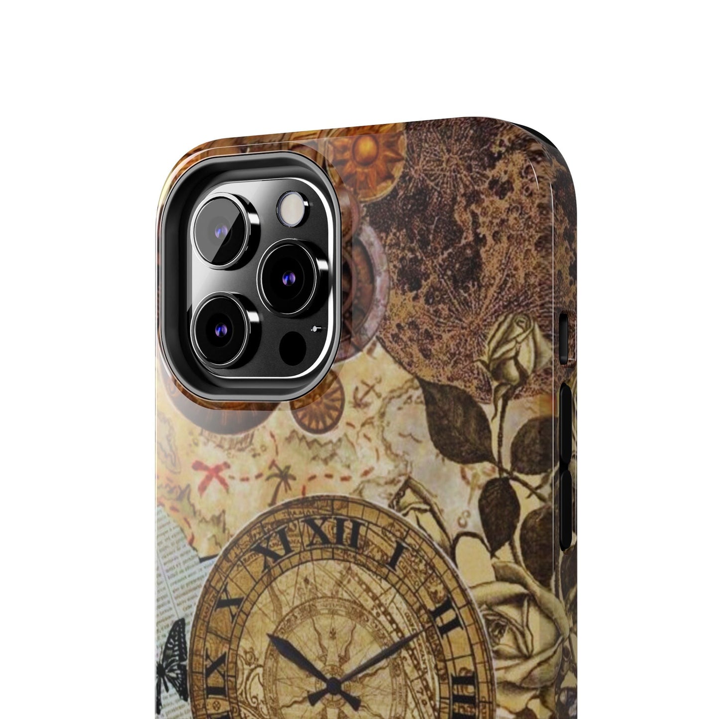 Steampunk Vintage Adventure iPhone Case – Dual - Layer Protection with Antique Map and Clock Design - BOGO Cases