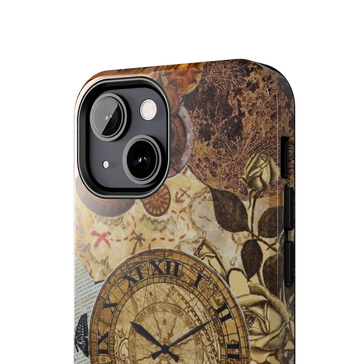 Steampunk Vintage Adventure iPhone Case – Dual - Layer Protection with Antique Map and Clock Design - BOGO Cases