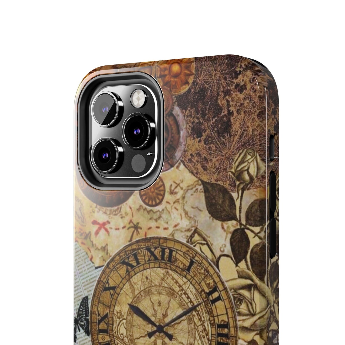 Steampunk Vintage Adventure iPhone Case – Dual - Layer Protection with Antique Map and Clock Design - BOGO Cases
