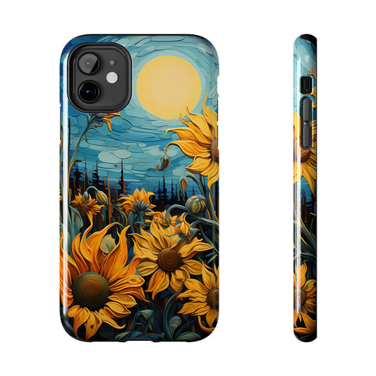 Sunflower iPhone Case, Cute, Rustic Design, Autumn Floral Print, Cottagecore Style, Fits iPhone 11/12/13/14 Series, Homesteading, Flowers - BOGO Cases