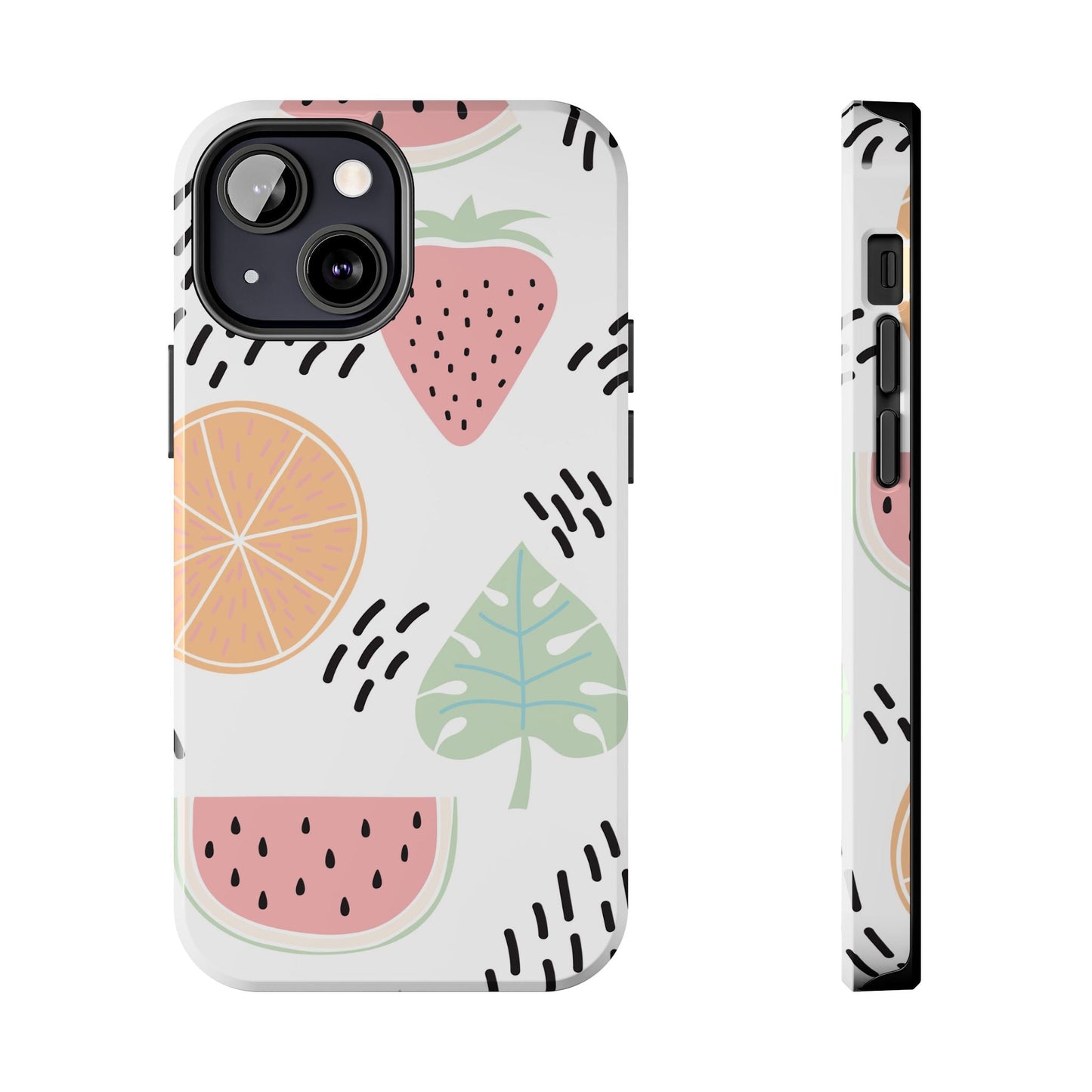 Tropical Fruit Fiesta Tough iPhone Case – Fun Watermelon, Pineapple, and Citrus Design - BOGO Cases