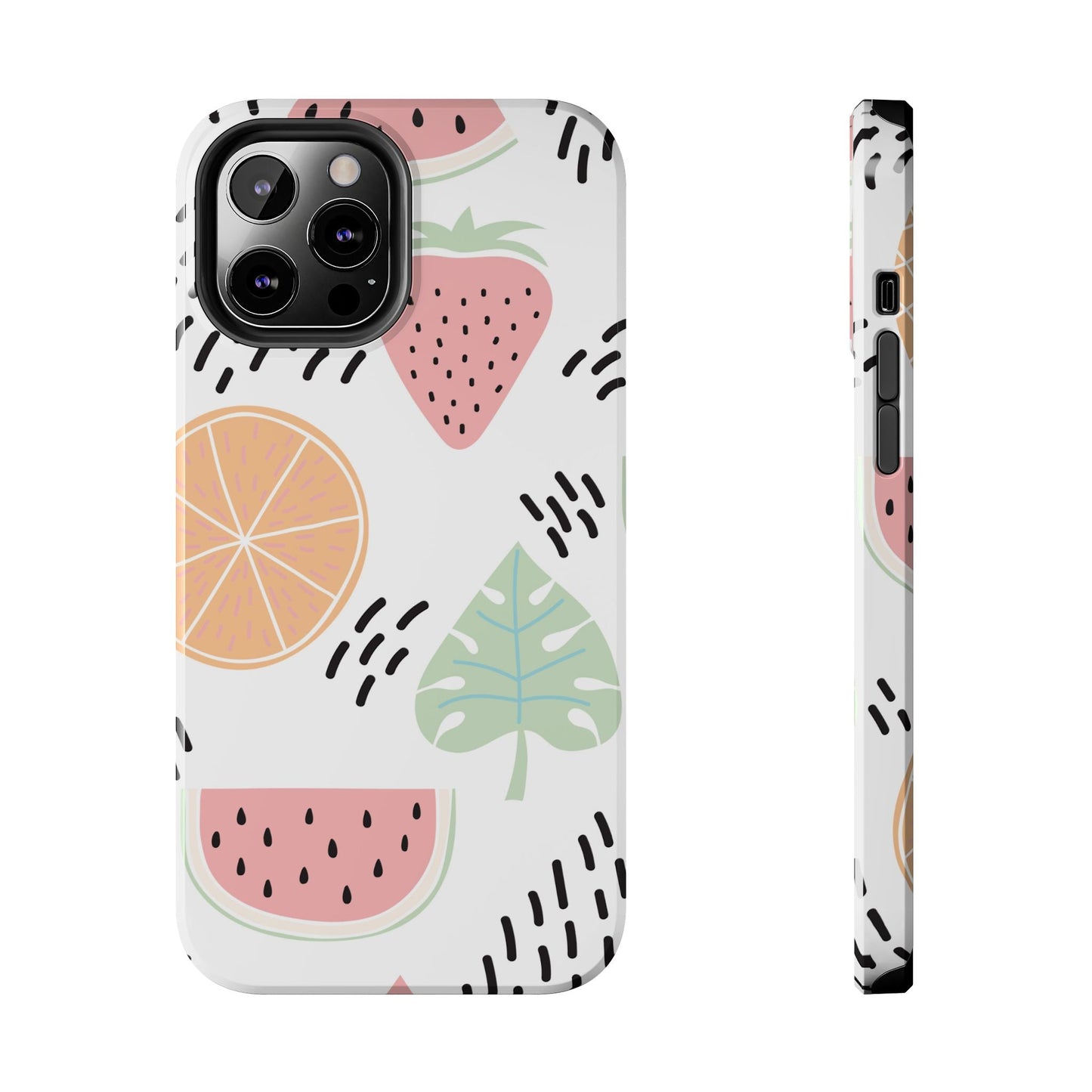 Tropical Fruit Fiesta Tough iPhone Case – Fun Watermelon, Pineapple, and Citrus Design - BOGO Cases