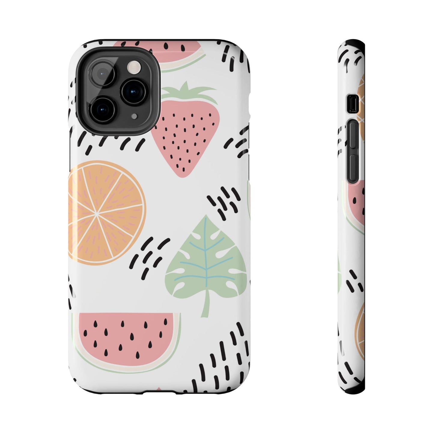 Tropical Fruit Fiesta Tough iPhone Case – Fun Watermelon, Pineapple, and Citrus Design - BOGO Cases