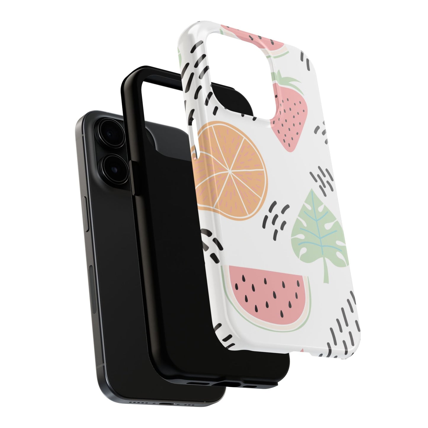 Tropical Fruit Fiesta Tough iPhone Case – Fun Watermelon, Pineapple, and Citrus Design - BOGO Cases