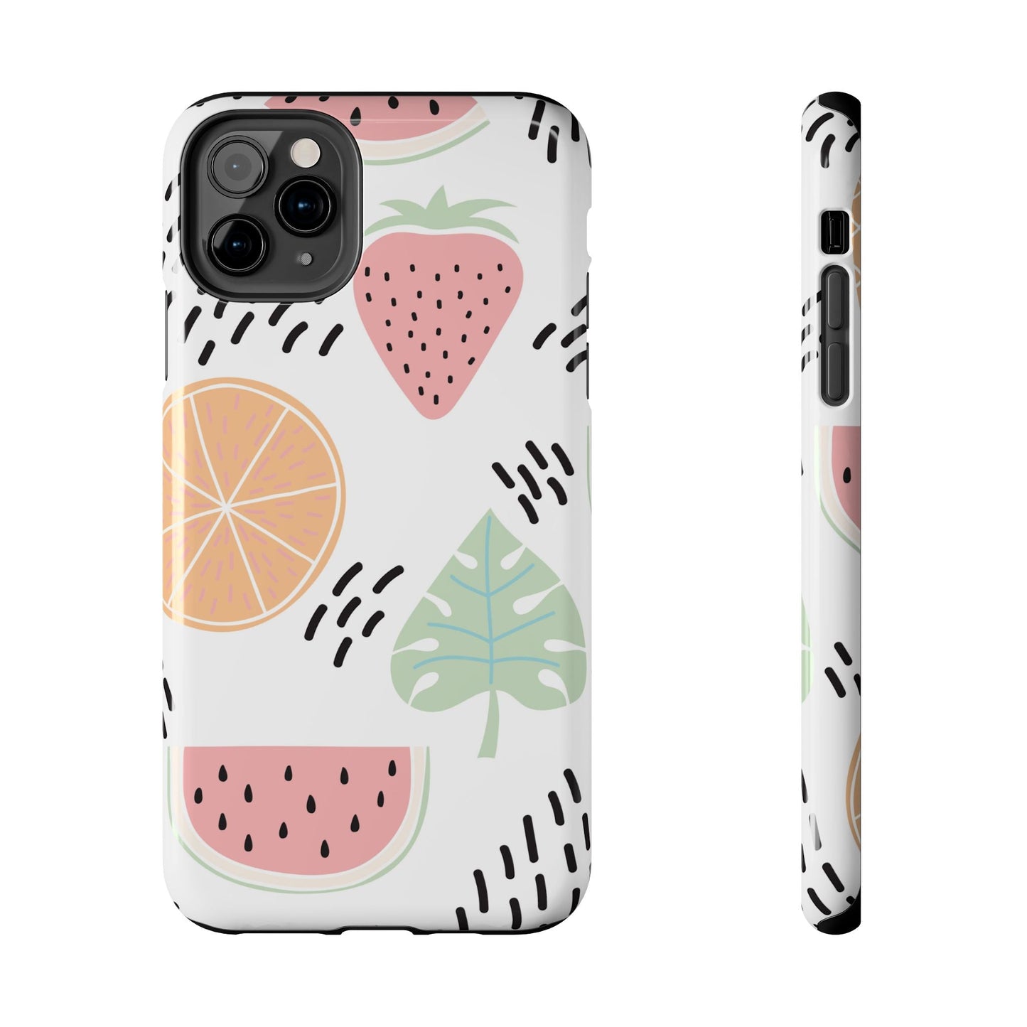 Tropical Fruit Fiesta Tough iPhone Case – Fun Watermelon, Pineapple, and Citrus Design - BOGO Cases