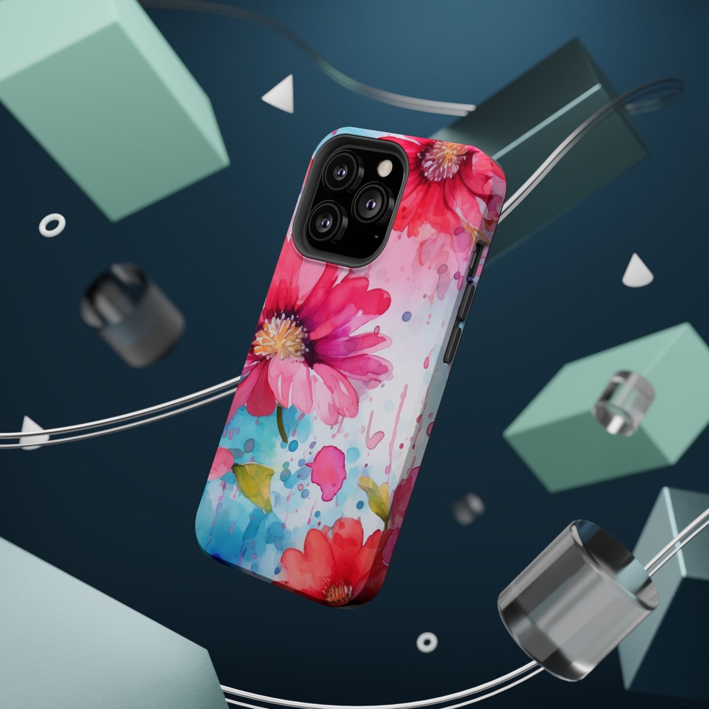 Vibrant Watercolor Red & Pink Floral - MagSafe iPhone Case - BOGO Cases