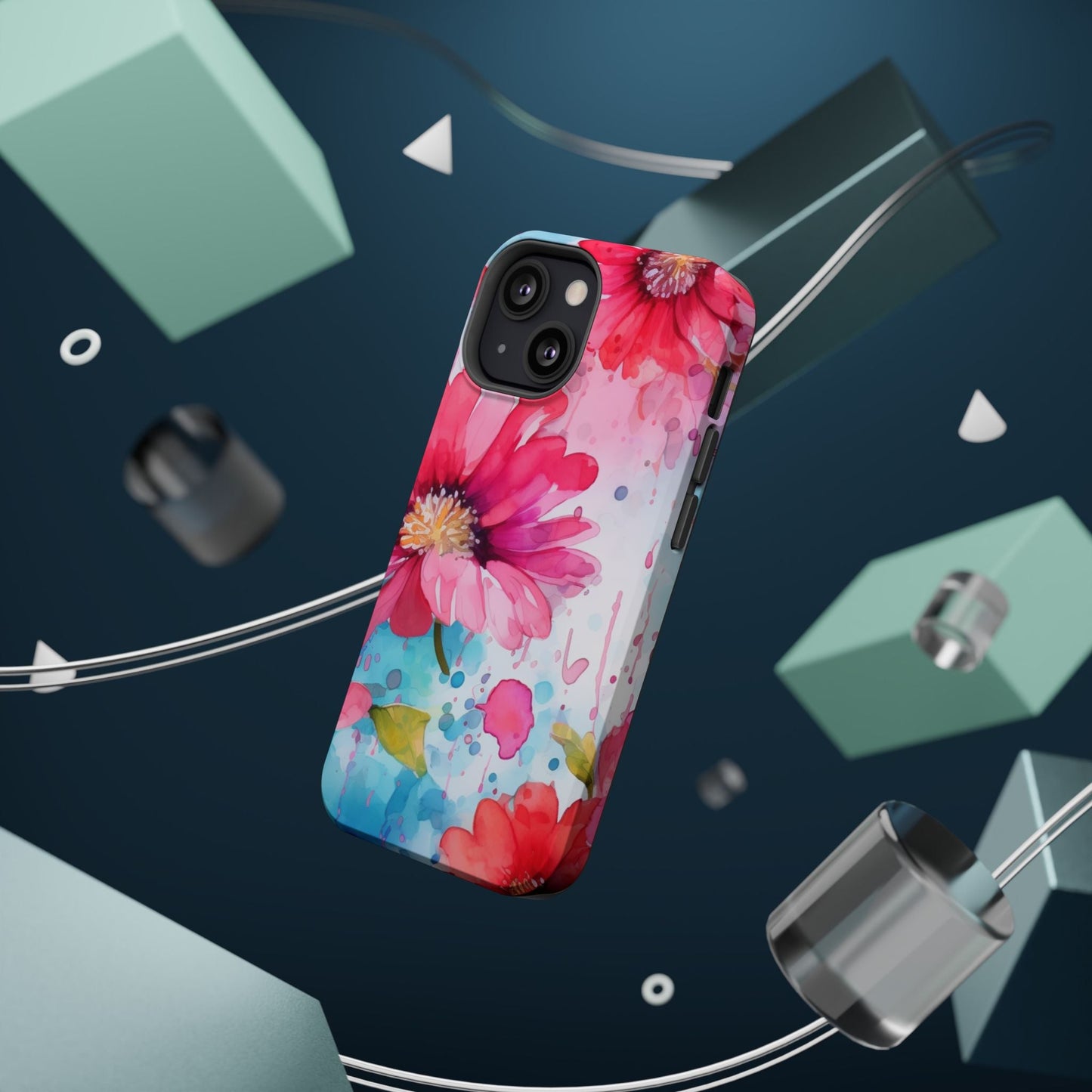 Vibrant Watercolor Red & Pink Floral - MagSafe iPhone Case - BOGO Cases