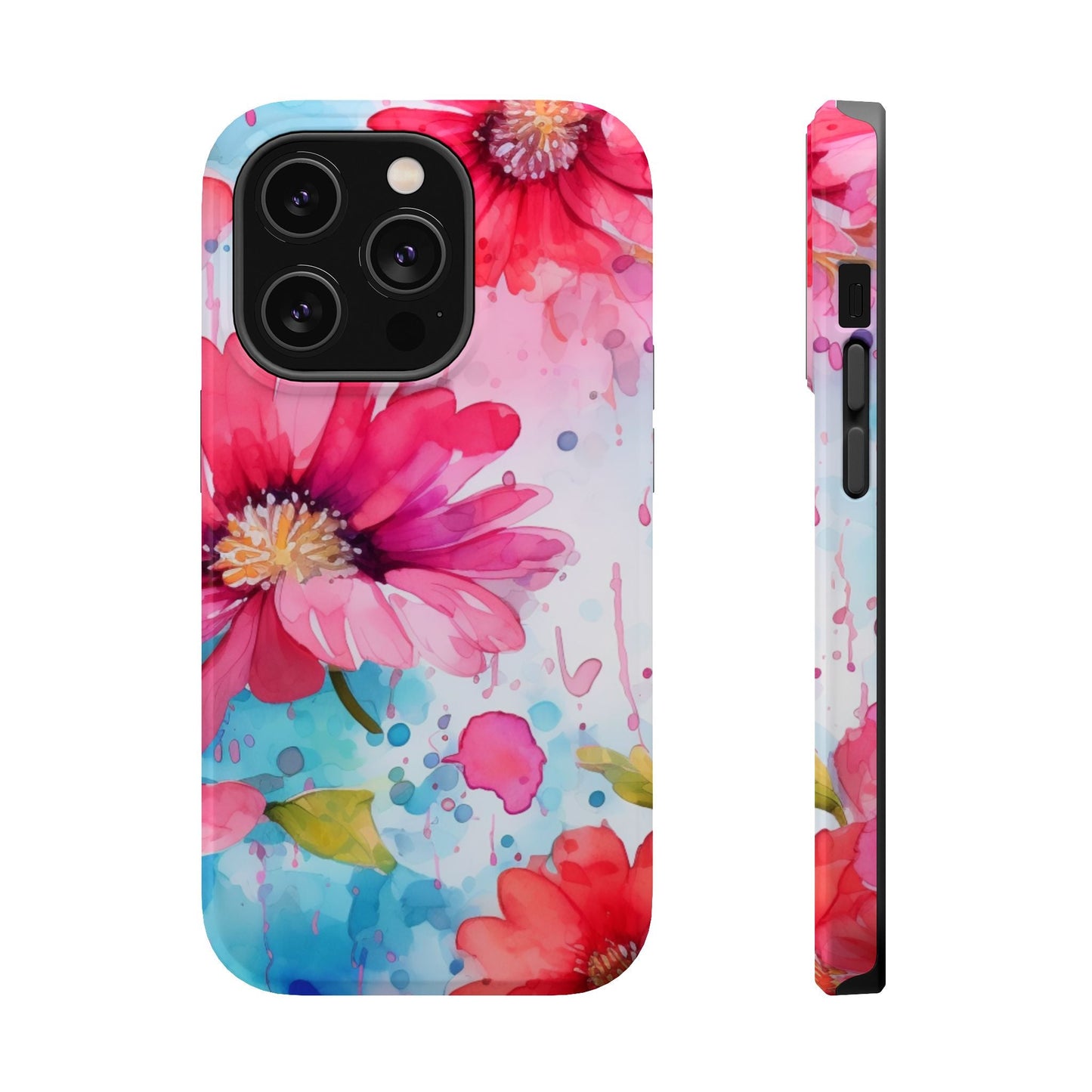 Vibrant Watercolor Red & Pink Floral - MagSafe iPhone Case - BOGO Cases