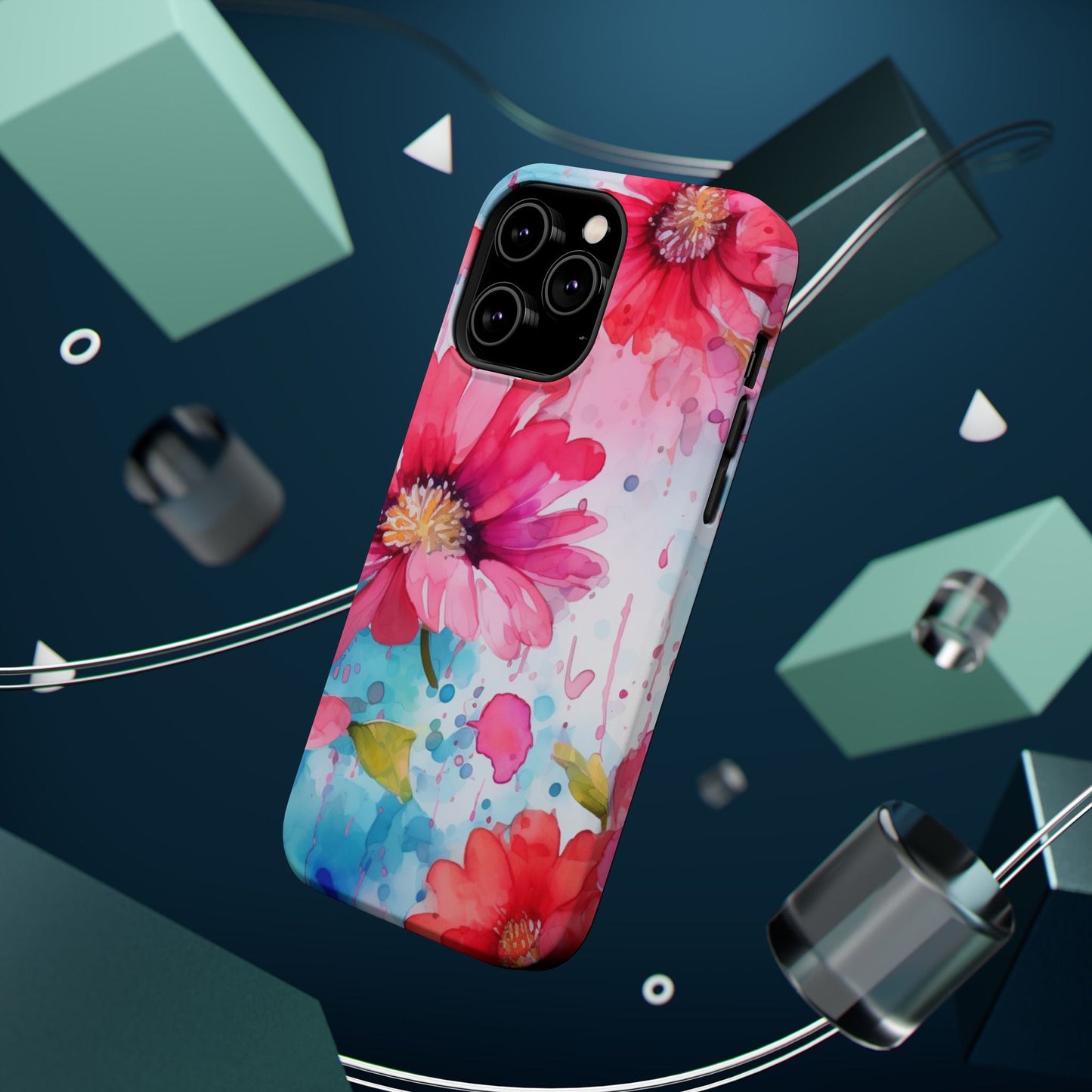 Vibrant Watercolor Red & Pink Floral - MagSafe iPhone Case - BOGO Cases