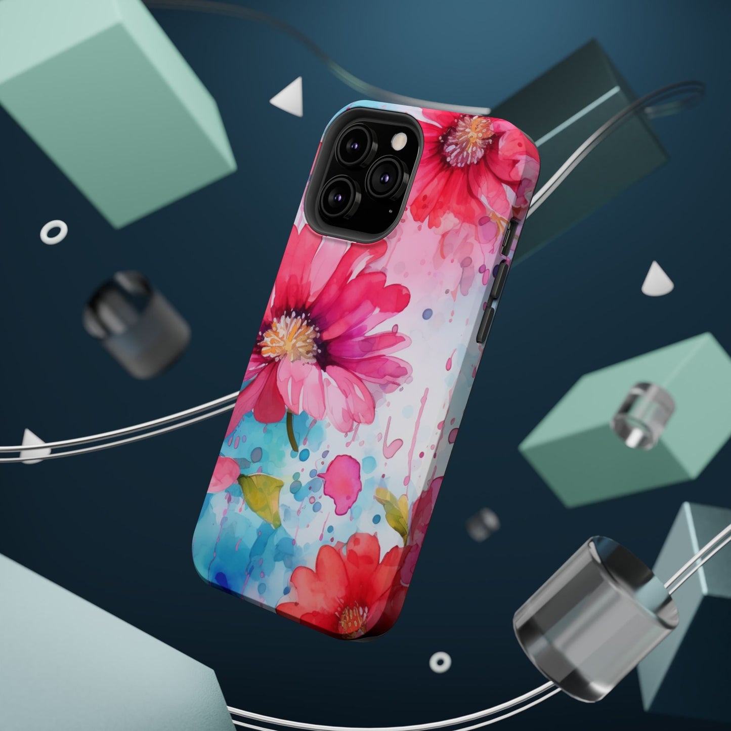 Vibrant Watercolor Red & Pink Floral - MagSafe iPhone Case - BOGO Cases
