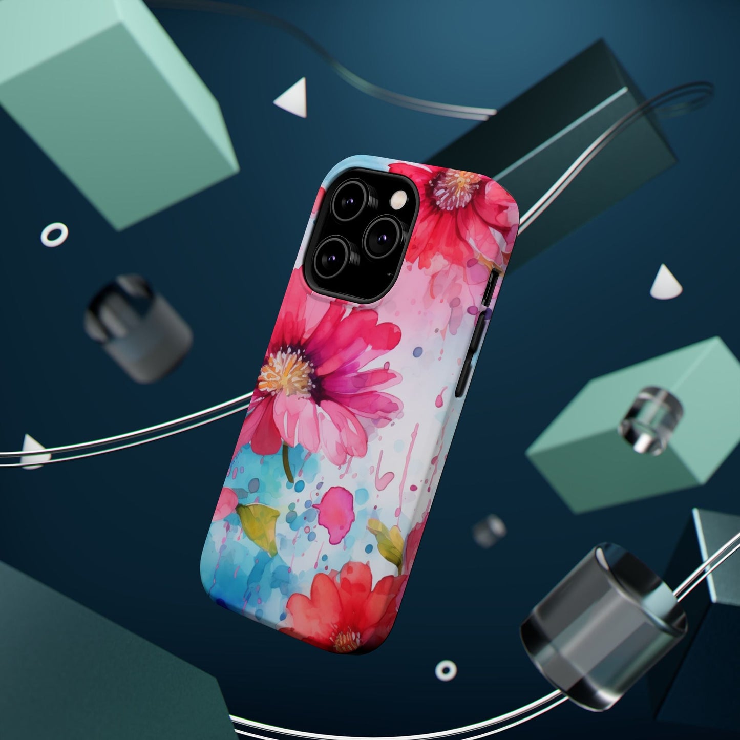 Vibrant Watercolor Red & Pink Floral - MagSafe iPhone Case - BOGO Cases