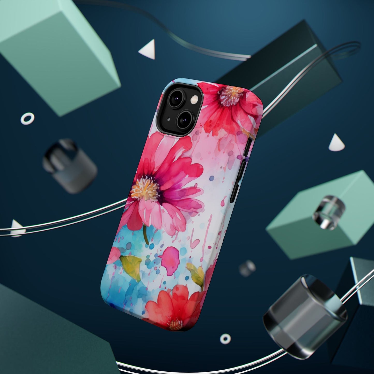 Vibrant Watercolor Red & Pink Floral - MagSafe iPhone Case - BOGO Cases