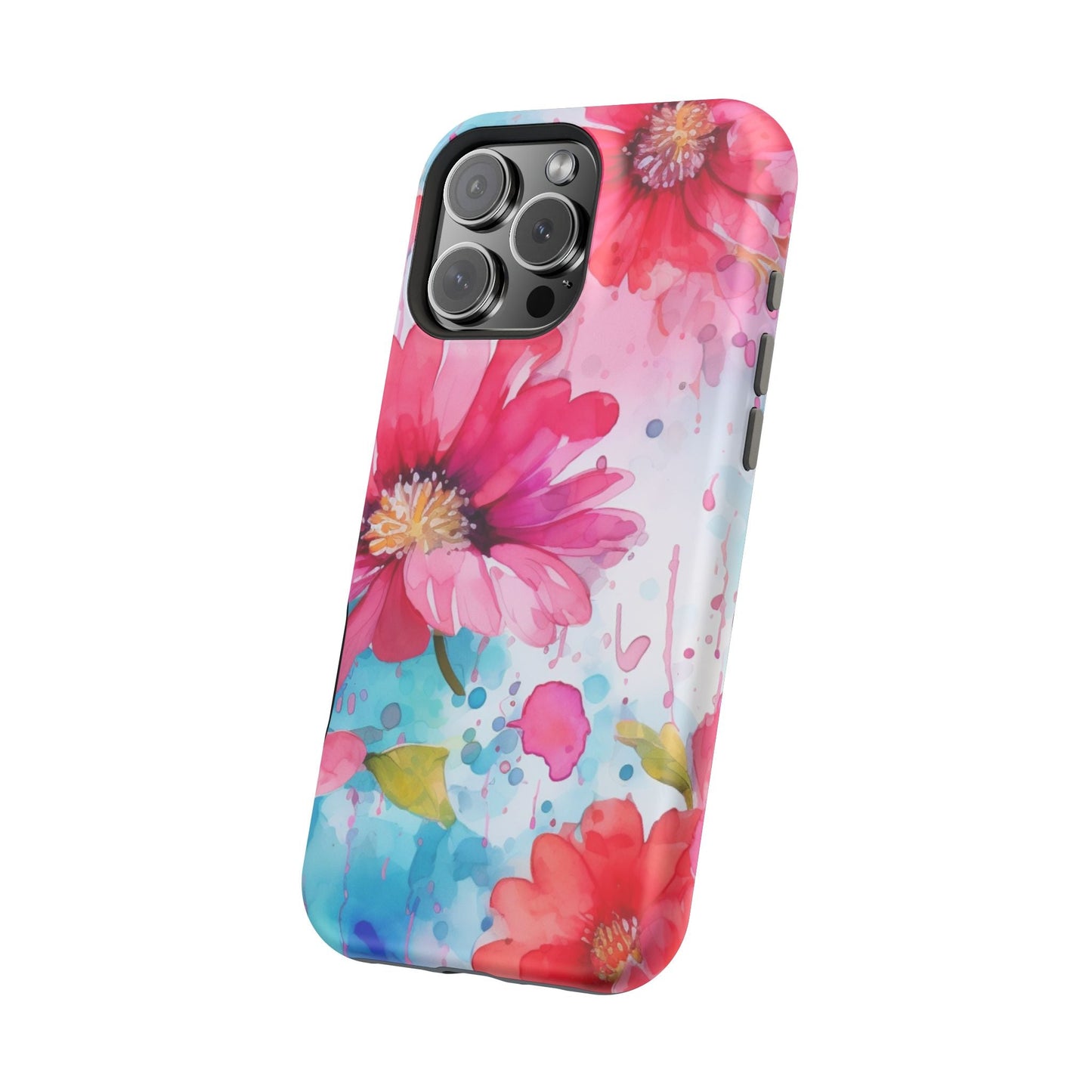 Vibrant Watercolor Red & Pink Floral - MagSafe iPhone Case - BOGO Cases