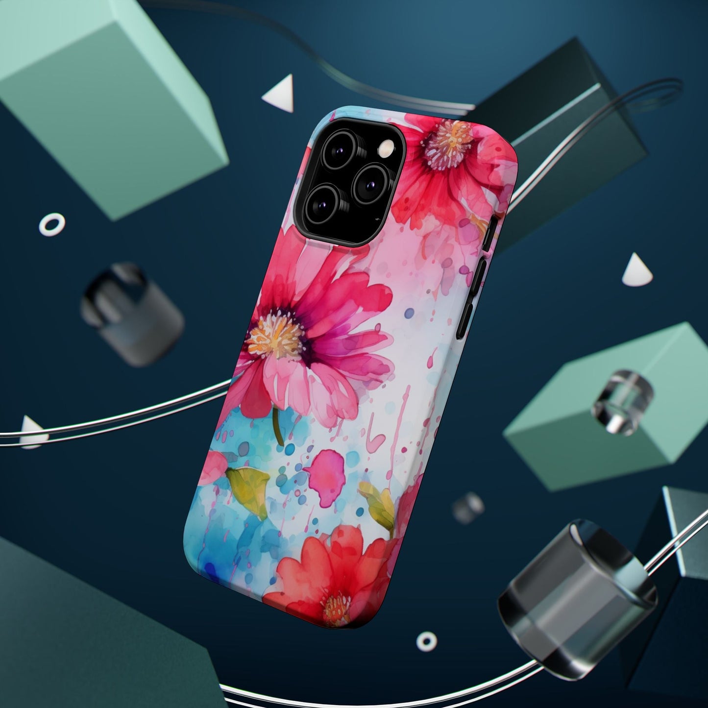 Vibrant Watercolor Red & Pink Floral - MagSafe iPhone Case - BOGO Cases