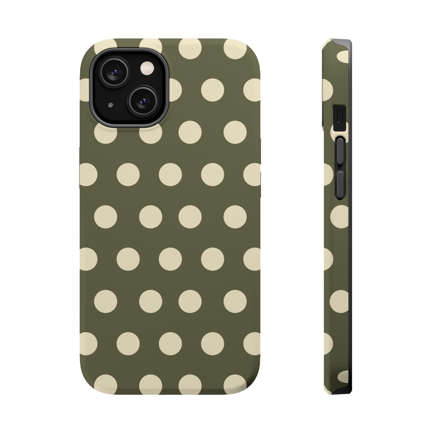 Vintage Green & Cream Polka Dots – MagSafe iPhone Case - BOGO Cases