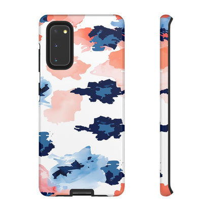 Abstract Coral & Navy Watercolor Design – Samsung Galaxy Case