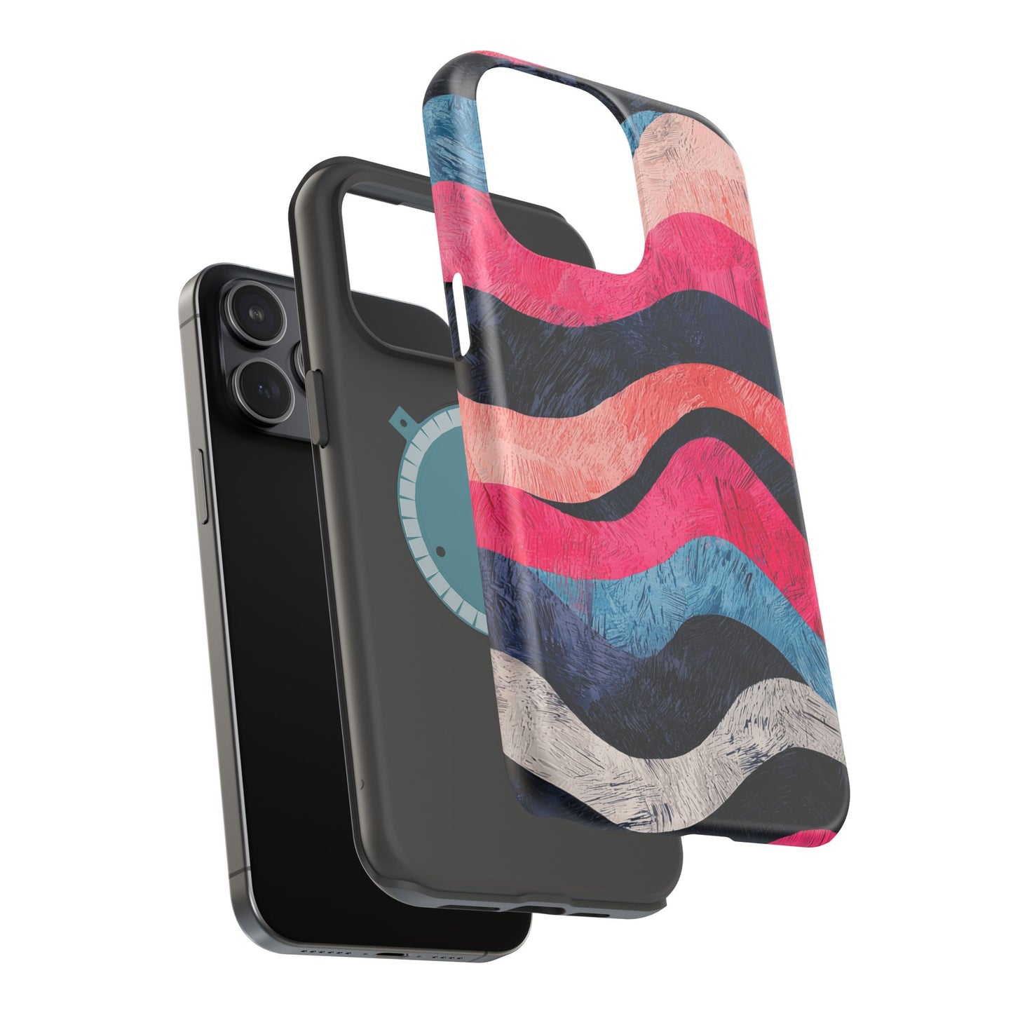 Abstract Wave Pattern MagSafe iPhone Case – Shockproof, Matte Finish, Dual-Layer Protection