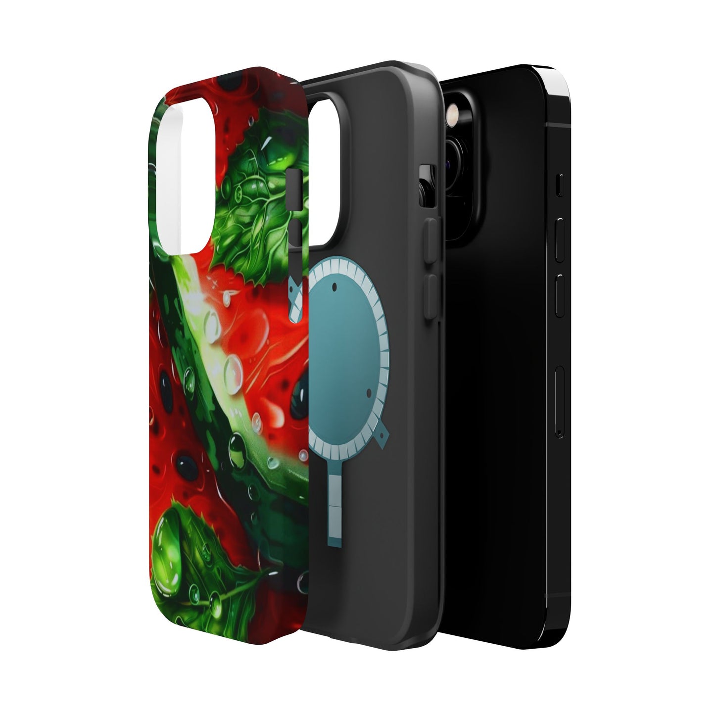 Juicy Watermelon & Mint MasSafe iPhone Case – Tough Dual-Layer, Vibrant Summer Design