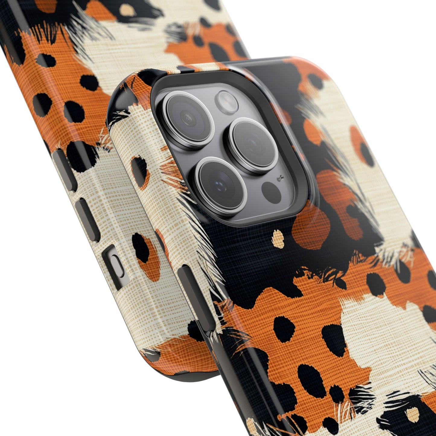 MagSafe iPhone Case: Cheetah Plaid – Brown & Black Pattern