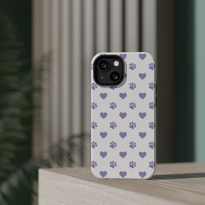 Paw Prints & Hearts – MagSafe iPhone Case with Adorable Pet-Lover Design