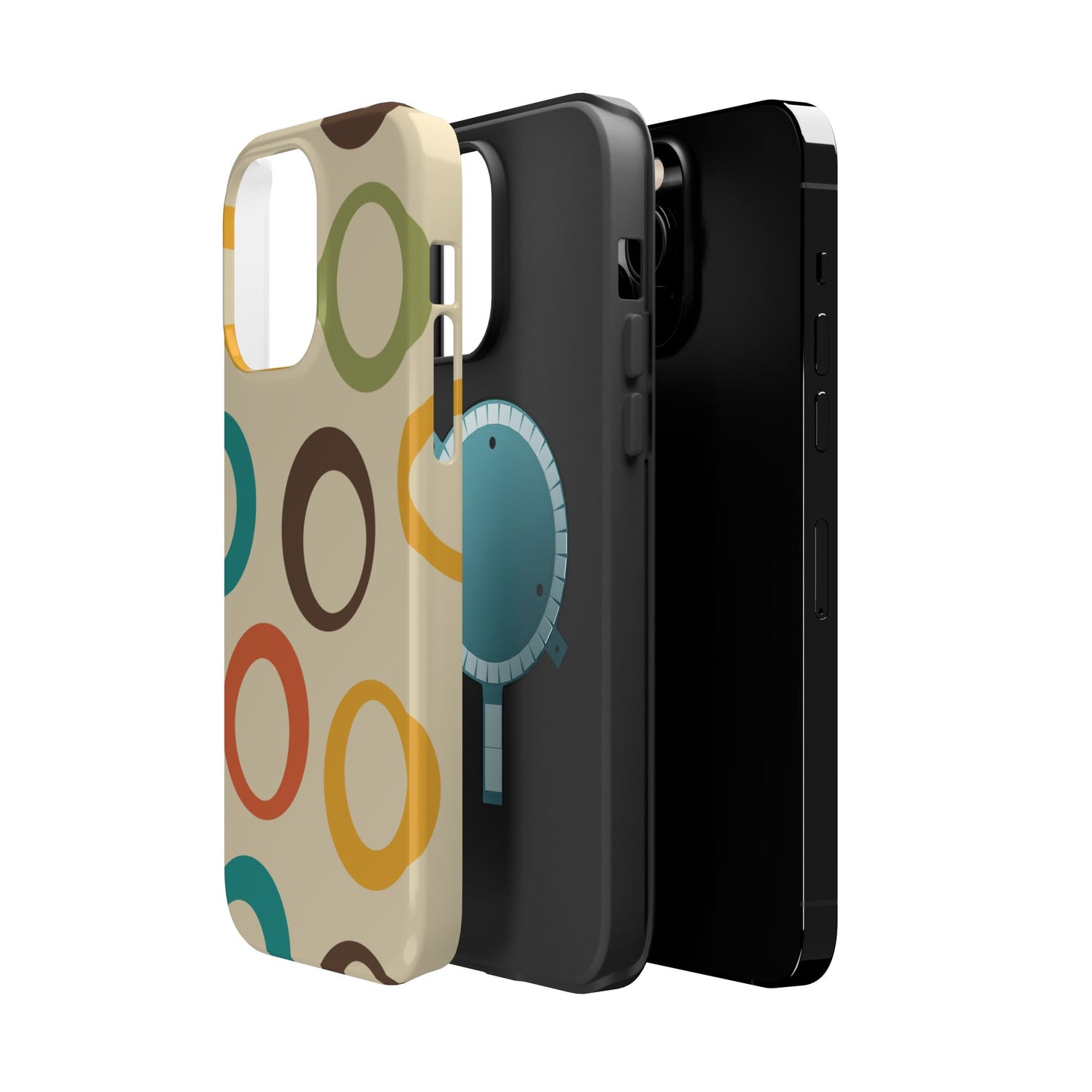 Retro Colorful Rings MagSafe iPhone Case – Shockproof, Matte Finish, Dual-Layer Protection