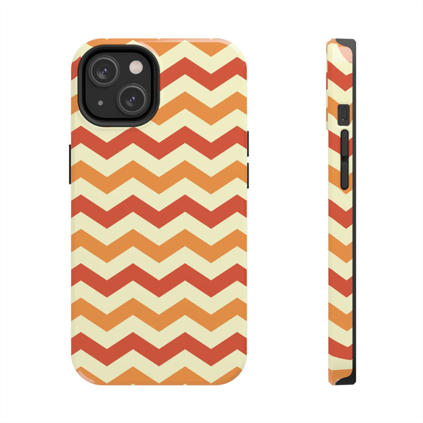 Warm Sunset Chevron – Orange, Red & Cream Geometric iPhone Case