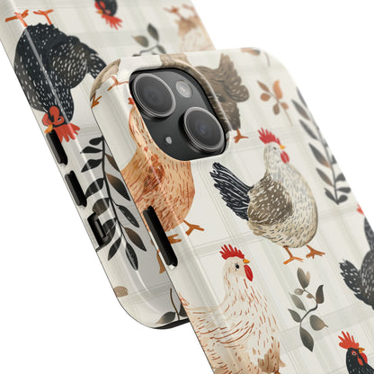 iPhone Case: Vintage Chicken & Leaves – Farmhouse Style Case