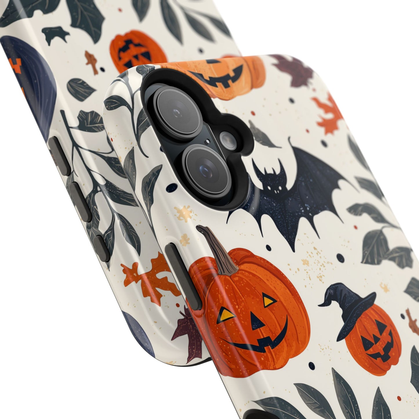 Spooky Halloween MagSafe iPhone Case – Pumpkins, Bats, and Spider Design