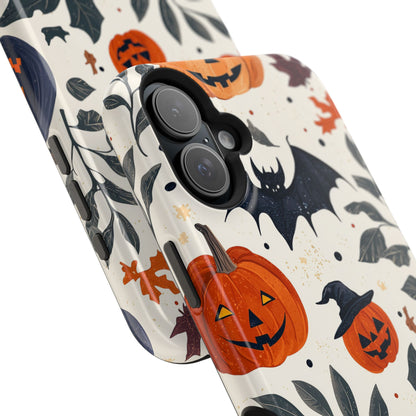 Spooky Halloween MagSafe iPhone Case – Pumpkins, Bats, and Spider Design